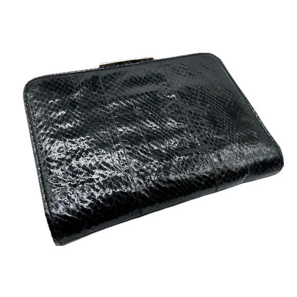 1960's Black Snakeskin Evening Bag - Picture 1 of 6